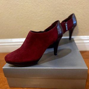 Bandolino 8.5M Burgundy Leather Dressing High Heels Shoes